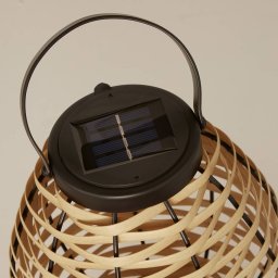 Searchlight Solar LED patio light Netan, brown, rattan, 23 cm, IP44