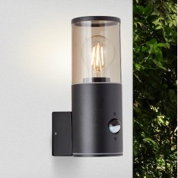 Brilliant Sergioro outdoor wall light one-bulb with a sensor