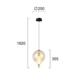Viokef Adol LED hanging light, amber, Ø 25 cm, glass
