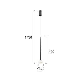 Viokef Rina LED hanging light, black/clear, Ø 7 cm, metal/acrylic