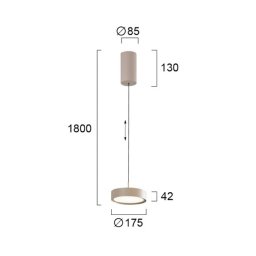 Viokef Denver LED hanging light, Ø 17 cm, beige, metal