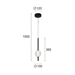Viokef Abeona LED hanging light, Ø 10 cm, black/clear, metal/glass