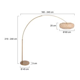 Steinhauer Sparkled Light arc lamp, bronze-coloured, bamboo, E27