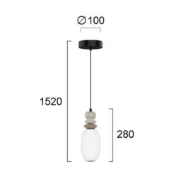 Viokef Gemma LED hanging light, height 28 cm, colourful, glass/ceramic/metal