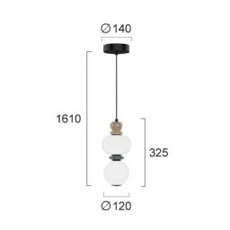 Viokef Gemma LED hanging light, height 32 cm, colourful, glass/ceramic/metal