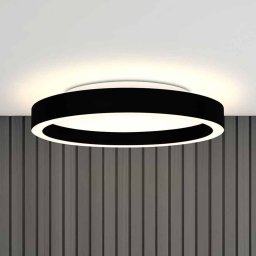 Steinhauer Ringlux LED ceiling lamp, black, Ø 30 cm, metal, 2,700 K