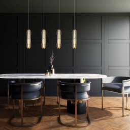 Viokef Dereck LED hanging light, smoky grey/amber, Ø 10 cm, glass