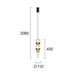 Viokef Venera LED hanging light, height 43 cm, white/brown, glass