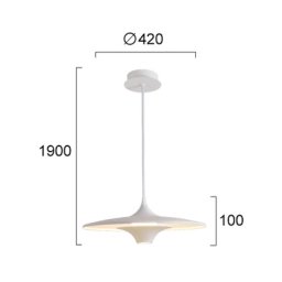 Viokef Rene LED hanging light, white, Ø 42 cm, metal