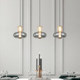 Viokef Sire LED hanging light, length 92 cm, smoke/bronze glass, 3-bulb.
