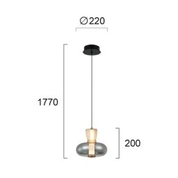 Viokef Sire LED hanging light, Ø 22 cm, smoke grey/bronze, metal/glass