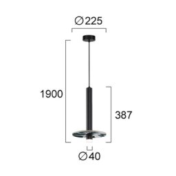 Viokef Leandros LED hanging light, black, Ø 40 cm, artificial stone/metal