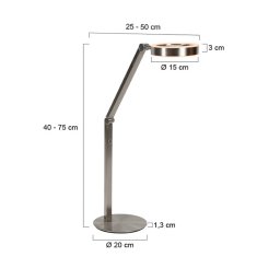 Steinhauer Ringlux LED table lamp, steel-coloured, metal, 2,700 K, dimmable