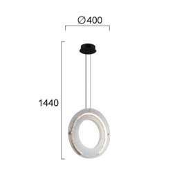 Viokef Tamara LED hanging light, smoky grey, Ø 40 cm, glass/metal