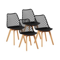 Chair - set of 4 - up to 150 kg - seat area 470x390x430 mm - Black