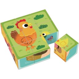 2Kids Toys Wooden Blocks Farm cubes wooden 12 m+ 9 pc