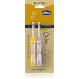 Chicco Toothbrush Set 6-36m Toothbrush For Children Lilac-Mustard 6-36m 2 pc