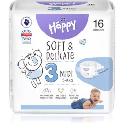 BELLA Baby Happy Soft&Delicate disposable nappies with absorbent channels Midi 5-9 kg 16 pc