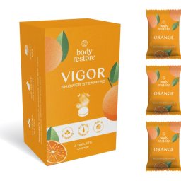 Body Restore Vigor Shower Steamers shower tablets fragrance Orange 3 pc