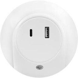 LOGILINK LED020 - LED night light with twilight sensor, USB-C, USB-A