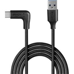 LINDY 32013 - USB 10-Gbps cable, A connector to C connector, 90° angled, 1.0 m