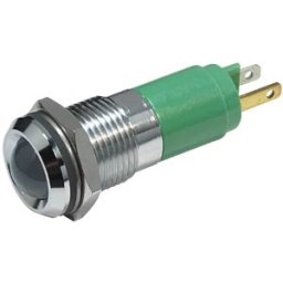 CML TECHNOLOGIES LED 1921-12GN - LED signal light, 10 mm, green, 12 V, metal, Ø14 mm, 70 mcd