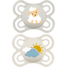 MAM Perfect 0+m, dbl box dummy Grey/ Beige 2 pc