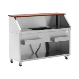 Mobile Bar Station - with ice container & bottle holder - 150 cm wood-look counter - Royal Catering