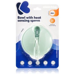 Kikkaboo Suction Bowl & Heat Sensing Spoon dinnerware set 4 m+ Mint 3 pc