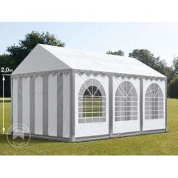 TOOLPORT 4x6m Marquee / Party tent w. ground frame, PVC 800, grey-white - (5369)