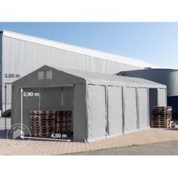 TOOLPORT 6x12m 3.0m Sides Storage Tent / Shelter w. ground frame and zipper entrance, PVC 850, grey without statics package - (79816)