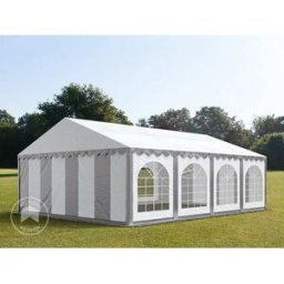 TOOLPORT 5x8m Marquee / Party tent w. ground frame, PVC 750, grey-white - (7181)