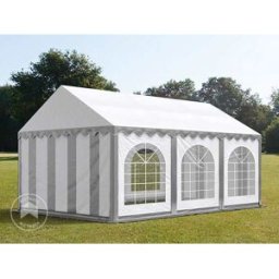 TOOLPORT 4x6m Marquee / Party tent w. ground frame, PVC 750, grey-white - (7219)