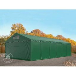 TOOLPORT 6x12m 2.6m Sides Storage Tent / Shelter w. ground frame, PVC 800, dark green without statics package - (7541BL)