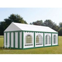 TOOLPORT 3x8m Marquee / Party tent w. ground frame, PVC 750, green-white - (7231)
