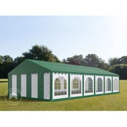 TOOLPORT 6x12m Marquee / Party tent w. ground frame, PVC 750, green-white - (7164)