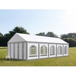TOOLPORT 4x10m Marquee / Party tent w. ground frame, PVC 750, grey-white - (7197)