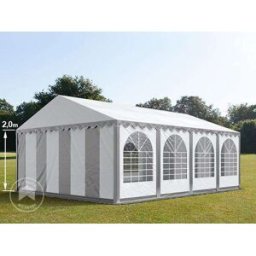 TOOLPORT 6x8 m Marquee / Party tent w. ground frame, PVC 800, grey-white - (8906)