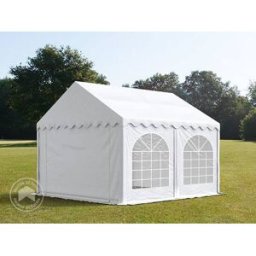 TOOLPORT 4x4m Marquee / Party tent w. ground frame, PVC 750, white - (7222)