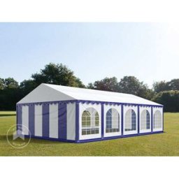 TOOLPORT 5x10m Marquee / Party tent w. ground frame, PVC 750, blue-white - (7169)