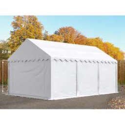 TOOLPORT 4x6 Storage Tent / Shelter w. ground frame, PVC 750, white - (7211)