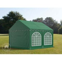 TOOLPORT 3x3m Marquee / Party tent w. ground frame, PVC 750, dark green - (7269)