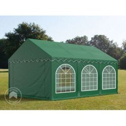 TOOLPORT 4x6m Marquee / Party tent w. ground frame, PVC 750, dark green - (7212)