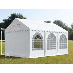 TOOLPORT 3x6m 2.6m Sides Marquee / Party tent w. ground frame, PVC 1400, white - (7663BL)