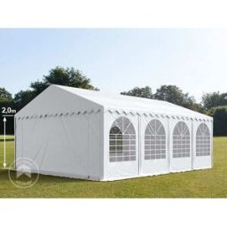 TOOLPORT 5x8m Marquee / Party tent w. ground frame, PVC 800, white - (7918)