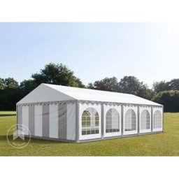 TOOLPORT 5x10m Marquee / Party tent w. ground frame, PVC 750, grey-white - (7356)