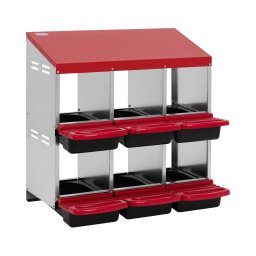 Nest Box - 6 compartments - galvanised steel - wall mounting