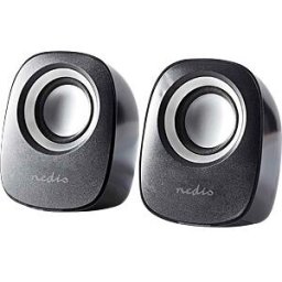 NEDIS N CSPR10020BK - PC speaker, 2.0, 12 W, 3.5mm Jack, Black / Silver