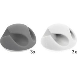 DELOCK 18295 - Cable holder with 2 cable grips, pack of 6, white/grey