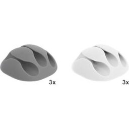 DELOCK 18297 - Cable holder with 3 cable grips, pack of 6, white/grey
